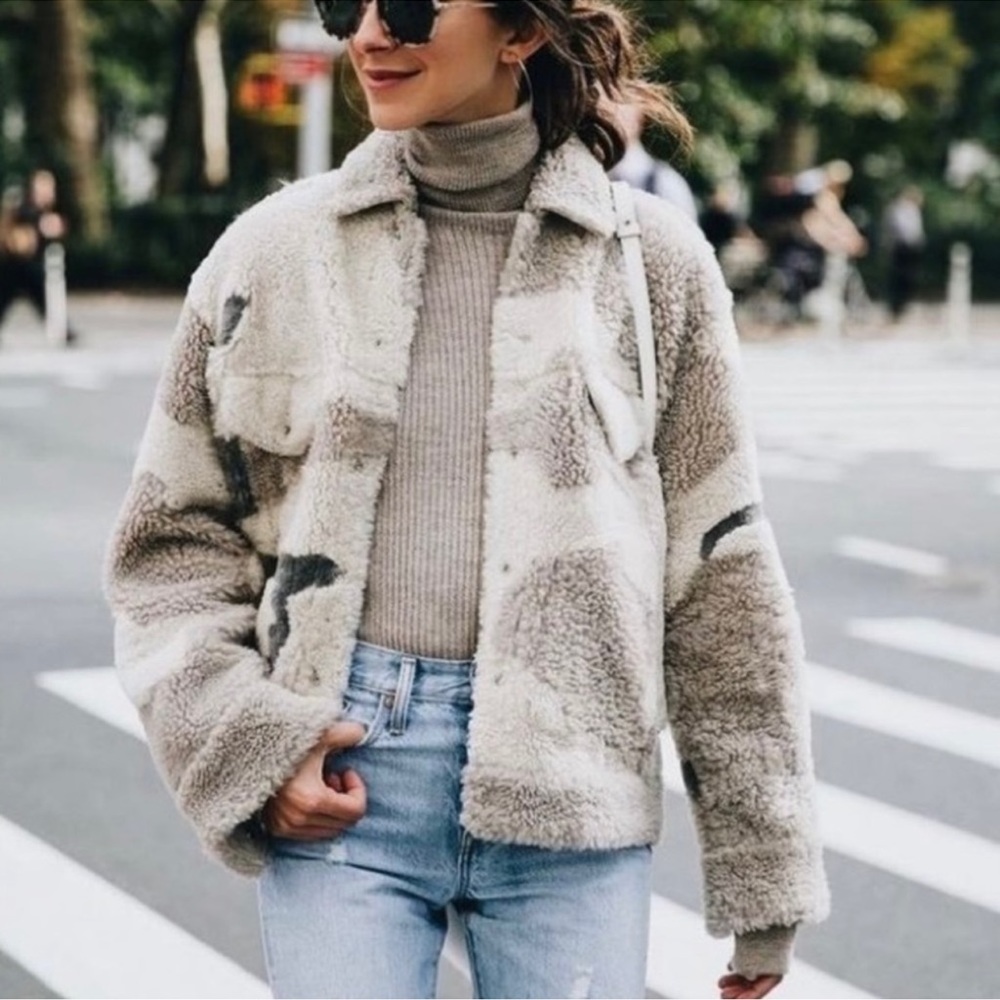 Rag & Bone Jake Camo Shearling Jacket Size Small